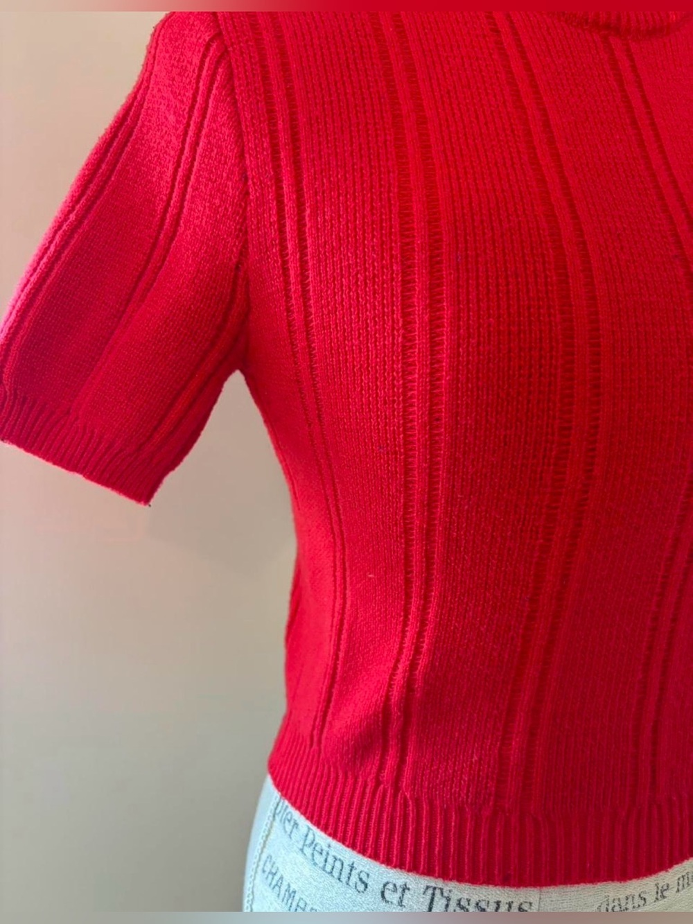 Zara Vibrant Red Ribbed Knit Top - Picture 4 of 7